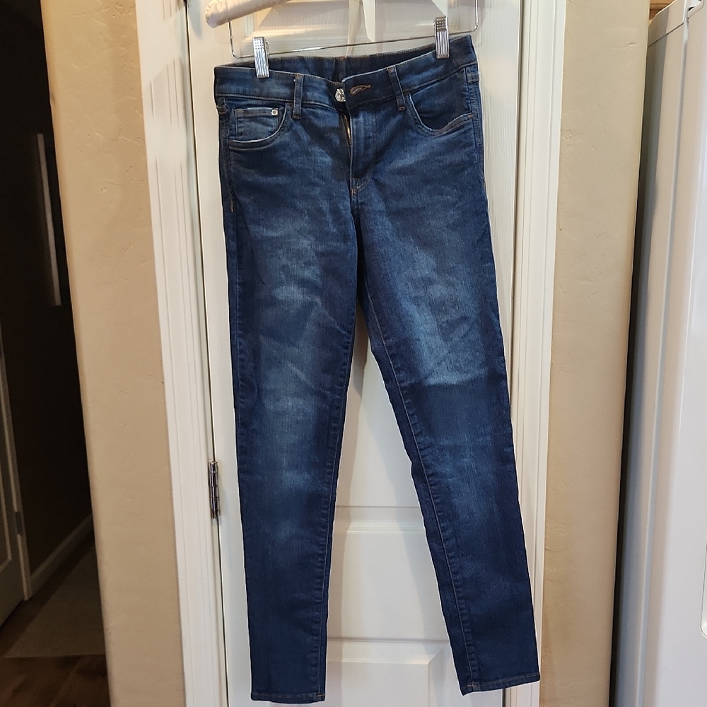 Blue Skinny Jeans with Stretch and Faded Details